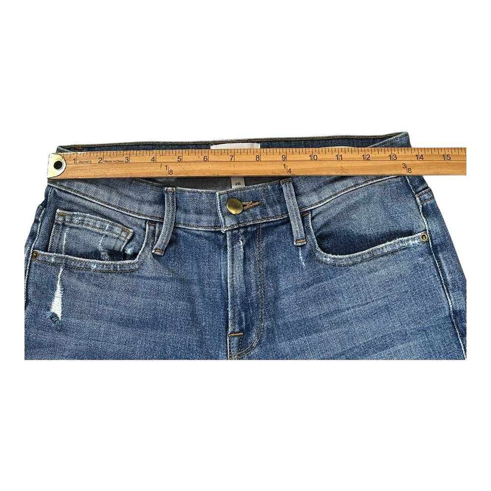 FRAME Denim Le Boy Light Wash High-Rise Straight Leg Distressed Jean Size 26 - Picture 8 of 15